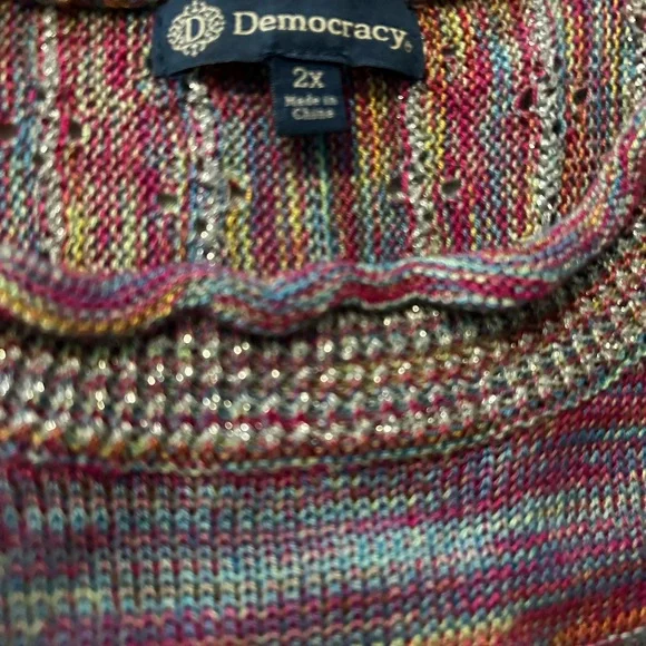 EUC Democracy Multicolor Heathered Loose Fitted Knit Top w/Sleeves Asymmetrical - Picture 9 of 10